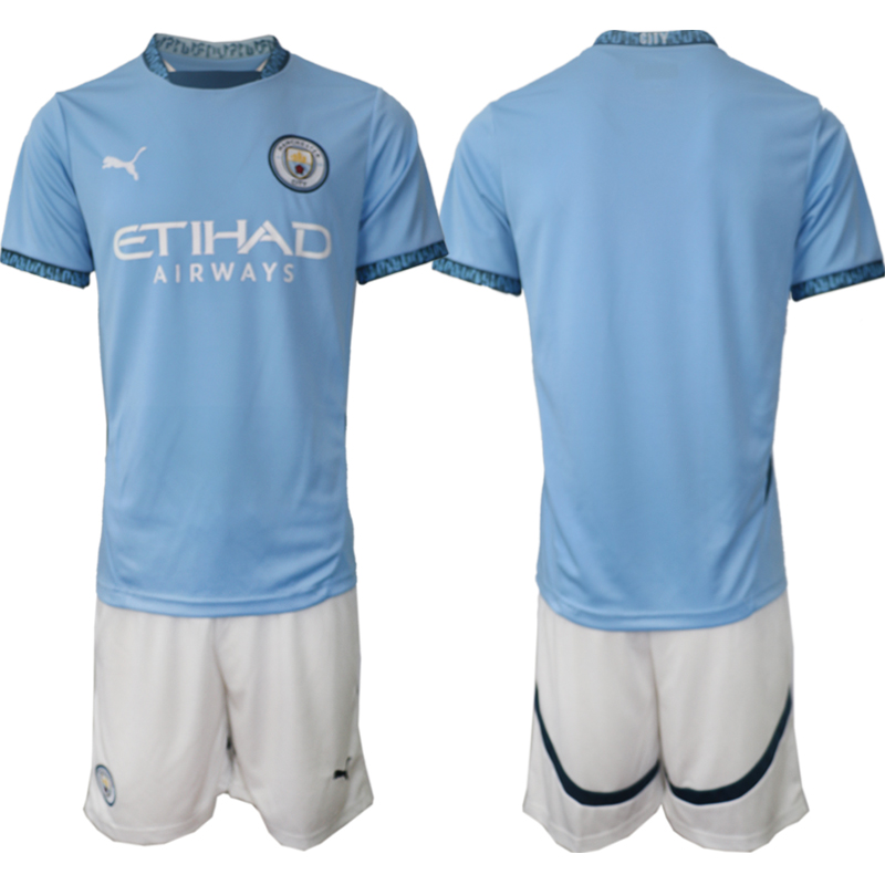 Men 2024-2025 Club Manchester City home Blue blank Soccer Jersey->manchester city jersey->Soccer Club Jersey